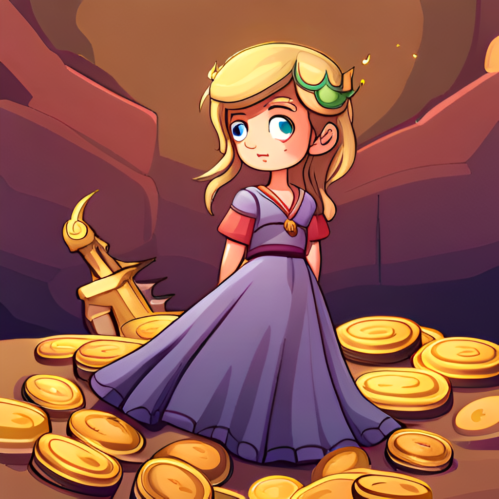 princess with dirty coins and gold